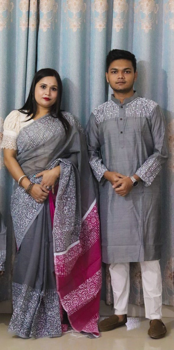 প্রিয়জনের সাথে মিলিয়ে ট্রেন্ডি শাড়ি-পাঞ্জাবি!